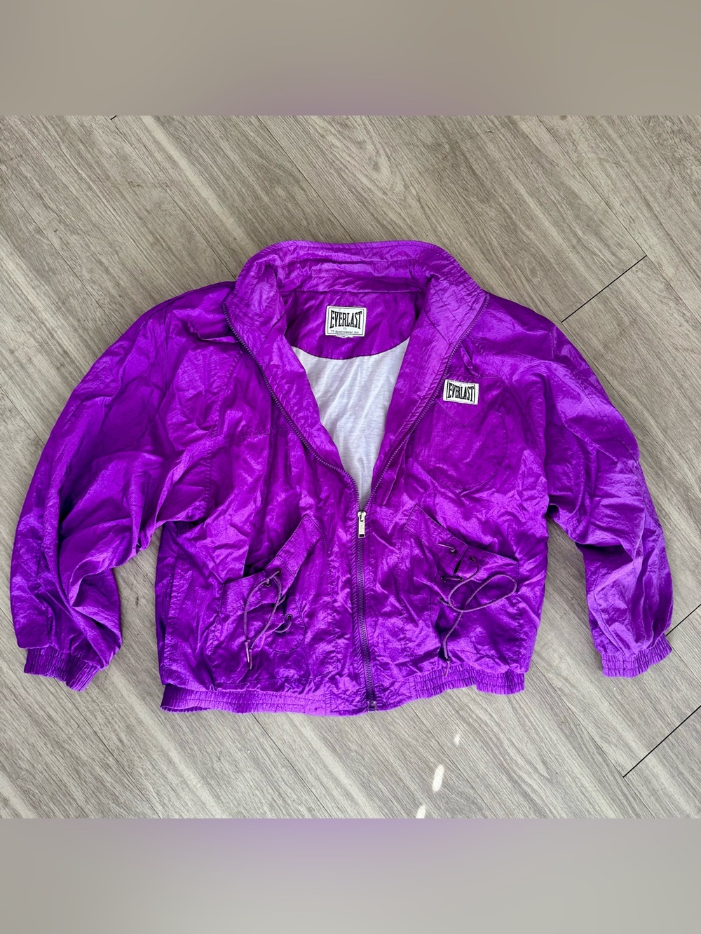 Vintage Everlast Purple Nylon Windbreaker Jacket 80s 90s Boxing Retro Womens L - Picture 5 of 5